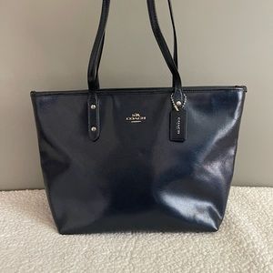 Coach Metallic Blue City Zip Tote